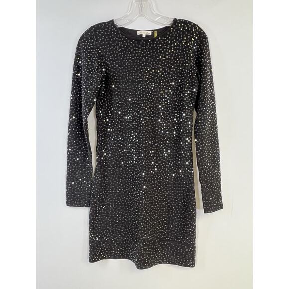 Minnie Rose Sequined Dark Purple Stretch Knit Dress XS Wimsigoth Retro Glam - Picture 1 of 8